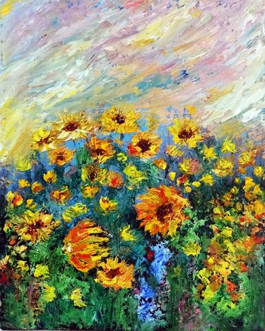 Original Impressionism Floral Painting by Indrani Ghosh