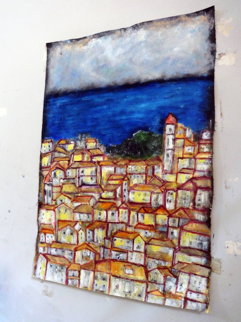 Original Abstract Expressionism Seascape Painting by Indrani Ghosh