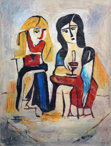 Two girls drinking wine thumb