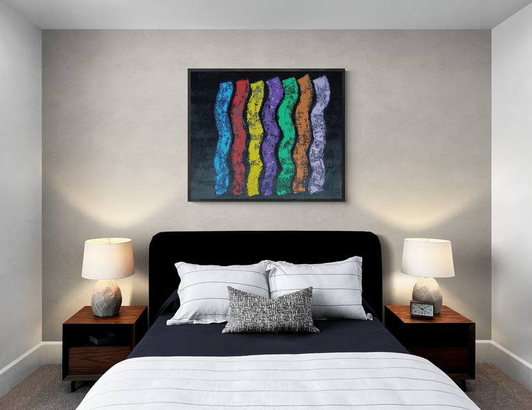 Original Abstract Geometric Painting by Caliz- Sandrine Bollaert