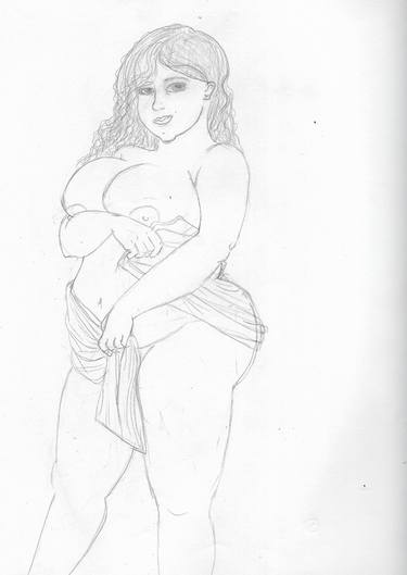 Original Nude Drawing by Brittany Hallberg