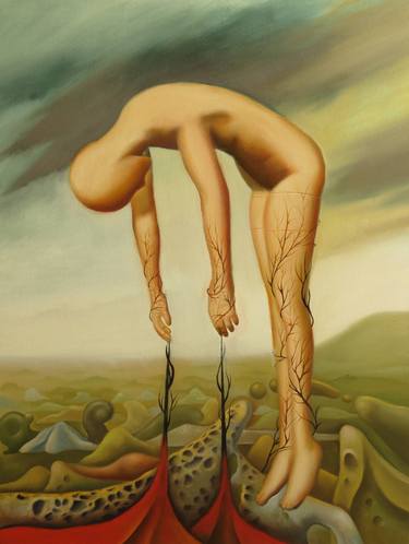 Original Surrealism Nude Painting by Ruben Cukier