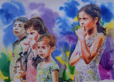 Print of Figurative Kids Paintings by Ajoy Dey