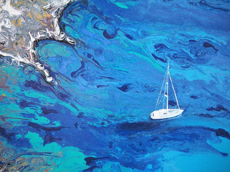 Original Sailboat Painting by Katy  I