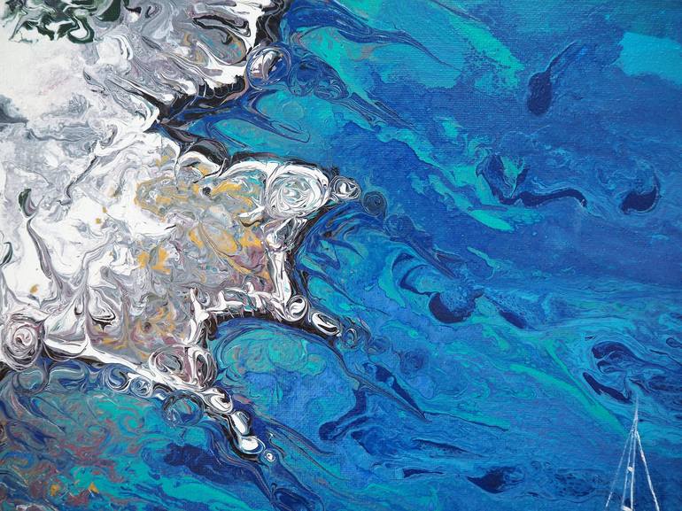 Original Abstract Boat Painting by Katy  I