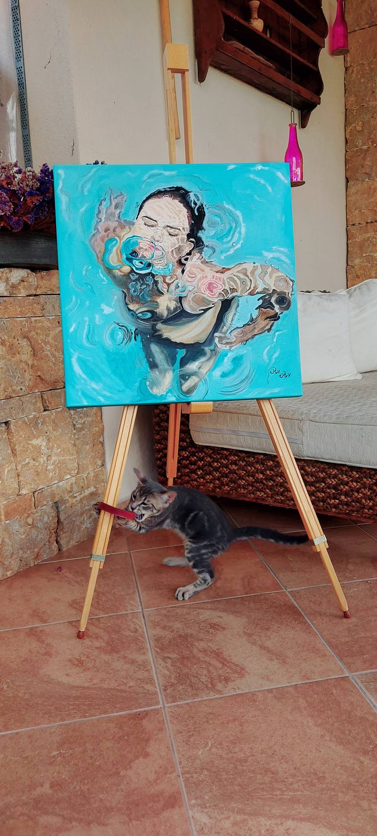 Original Modernism Water Painting by Anastasia Anthrakopoulou