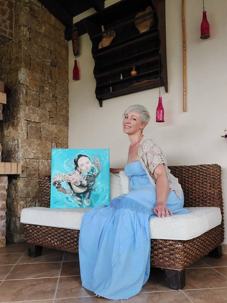 Original Modernism Water Painting by Anastasia Anthrakopoulou