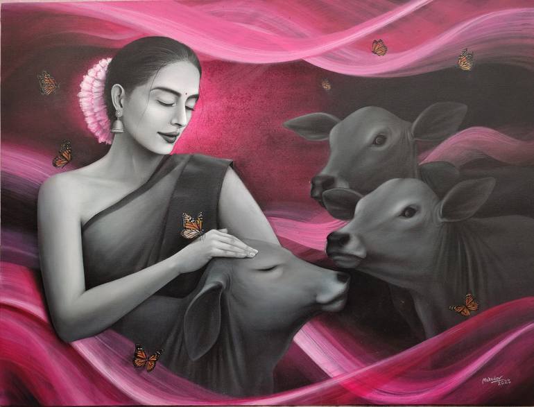 Original Art Deco Religion Paintings by Mahadev Swarnakar