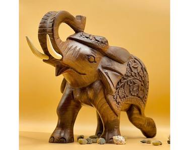 Jointless Shesham Handcrafted Elephant Sculpture thumb