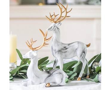 Imitation Marble Deer Ornament ( set of 2 ) thumb