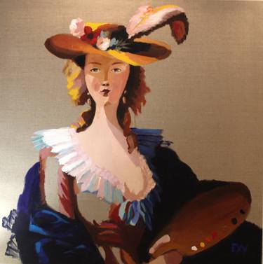 Elizabeth Vigée le Brun with Straw Hat thumb