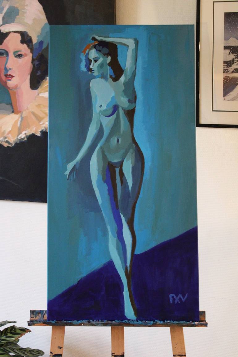 Original Figurative Erotic Painting by FX VAUDELEAU