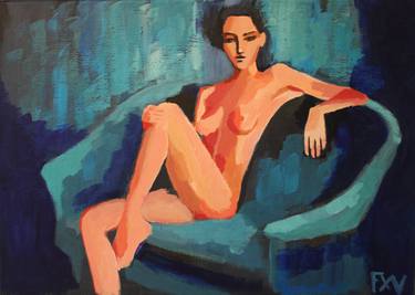 Original Figurative Erotic Paintings by FX VAUDELEAU