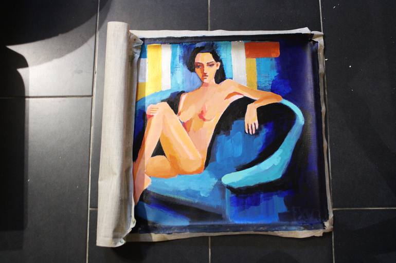Original Figurative Erotic Painting by Fx Vaudeleau