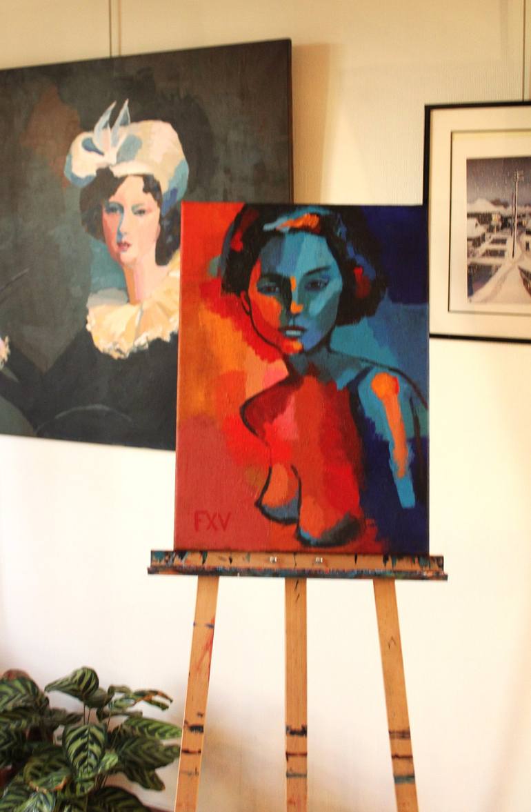 Original Pop Art Women Painting by FX VAUDELEAU
