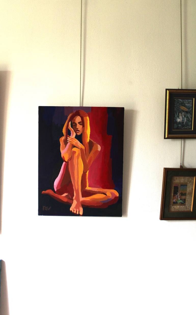 Original Figurative Erotic Painting by FX VAUDELEAU