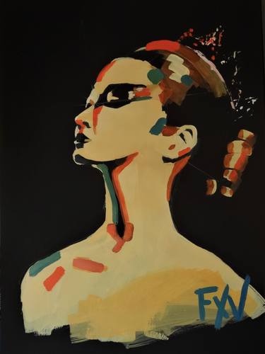 Original Figurative Portrait Paintings by FX VAUDELEAU