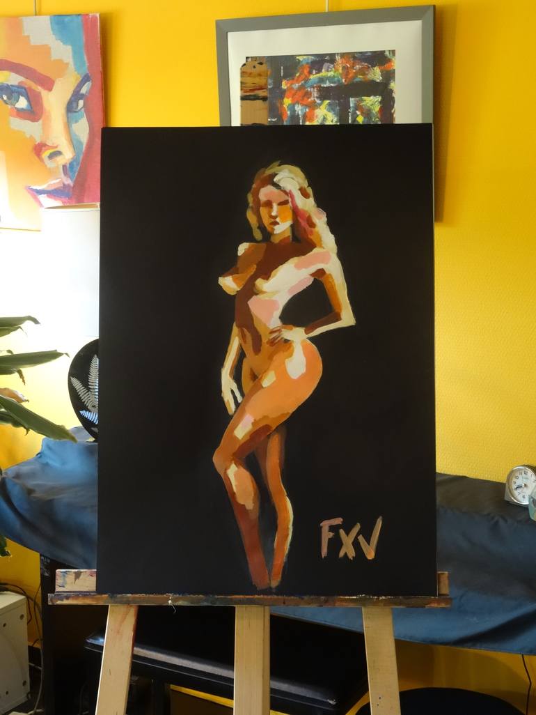 Original Erotic Painting by FX VAUDELEAU