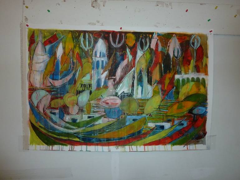 Original Abstract Expressionism Cities Painting by Barbara Piatti