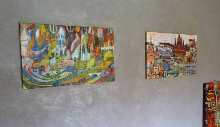 Original Abstract Expressionism Cities Painting by Barbara Piatti