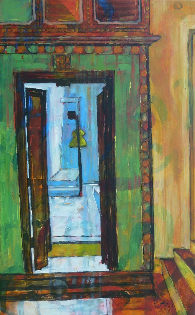 Derrière la porte (Behind the door) Painting by Barbara Piatti