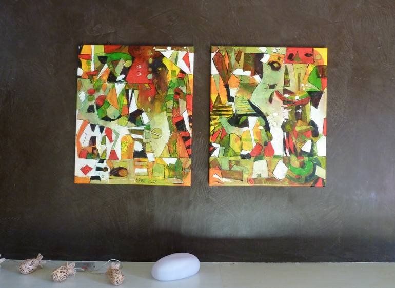 Original Abstract Cities Painting by Barbara Piatti