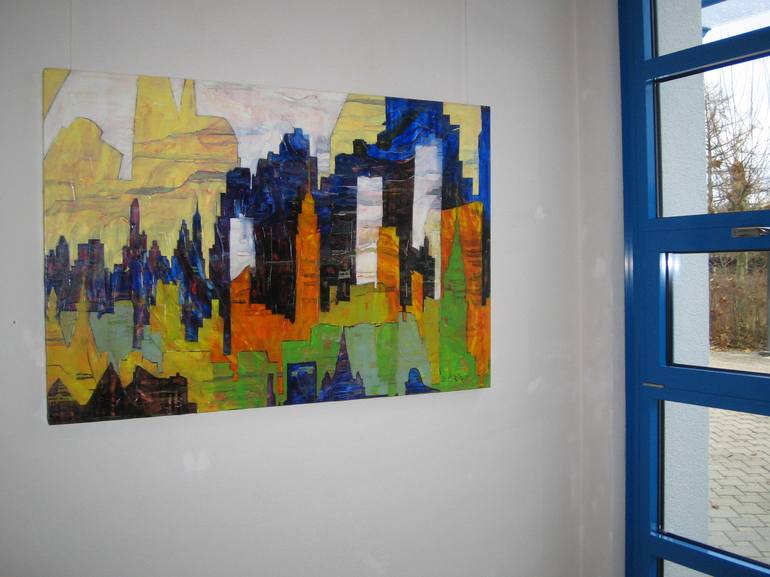 Original Abstract Expressionism Cities Painting by Barbara Piatti