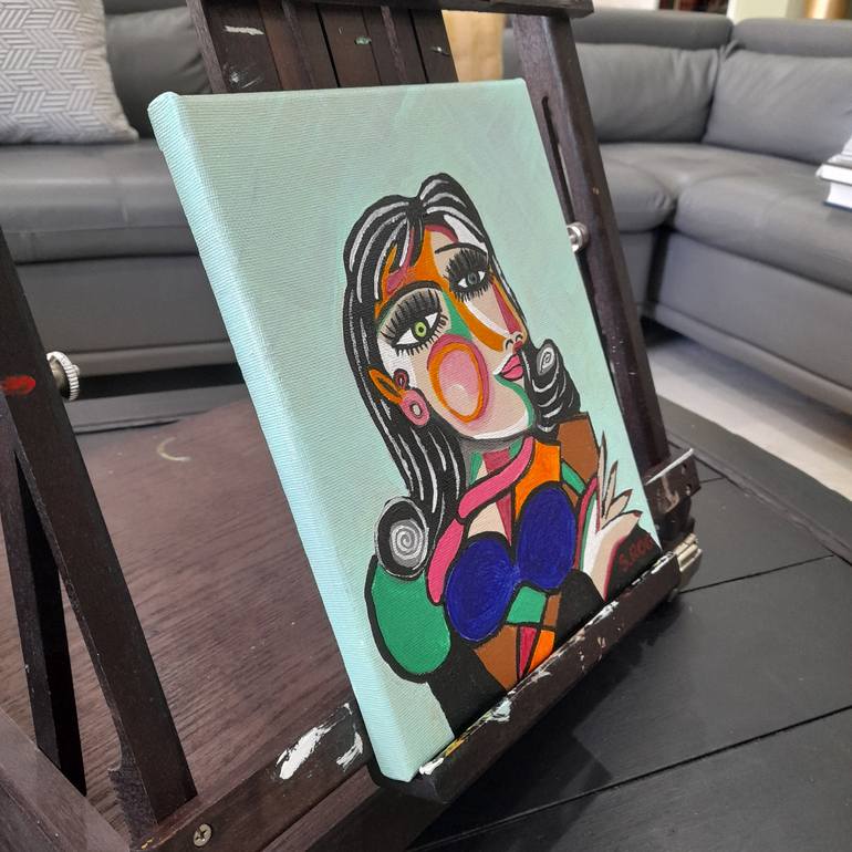 Original Cubism People Painting by Susi Rog