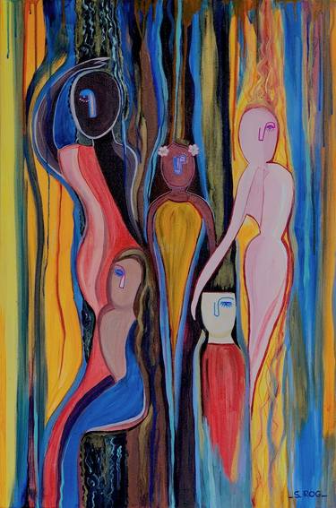Print of Cubism People Paintings by Susi Rog