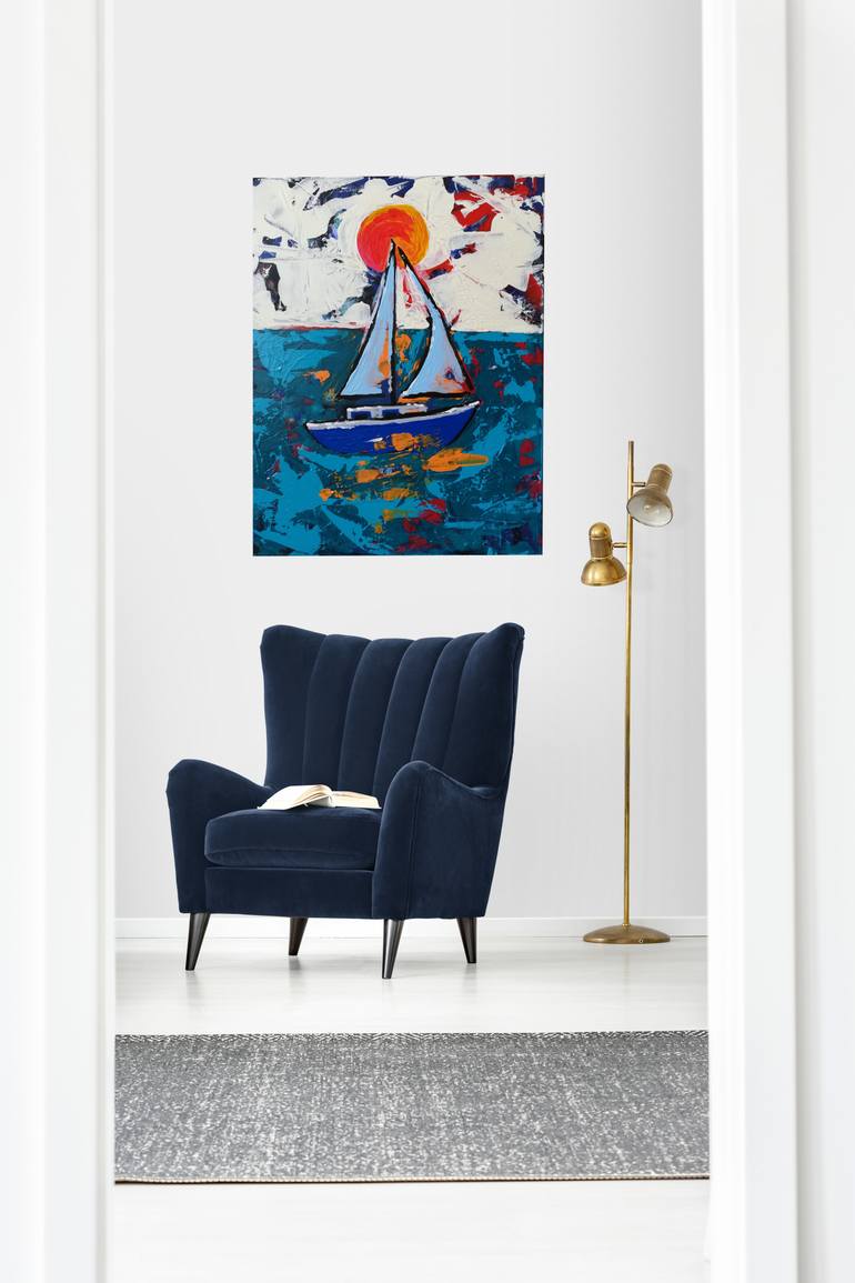 Original Abstract Boat Painting by Sabrina Gassner