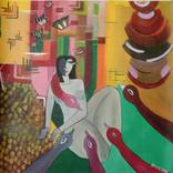 Woman and ducks by Pushpa More