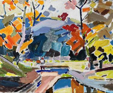 Abstract autumn landscape oil on canvas thumb