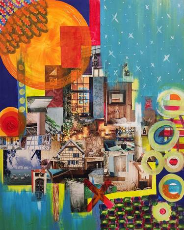 Original Abstract Architecture Mixed Media by Naomi Lane