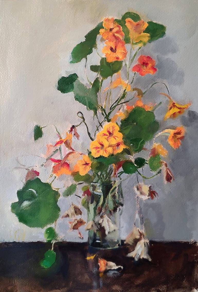 Nasturtium Painting by Tamar Dan | Saatchi Art