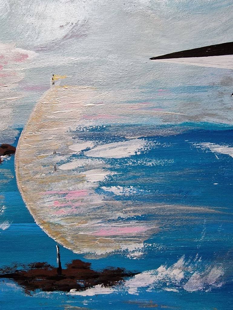 Original Abstract Boat Painting by Alena Yemelianova