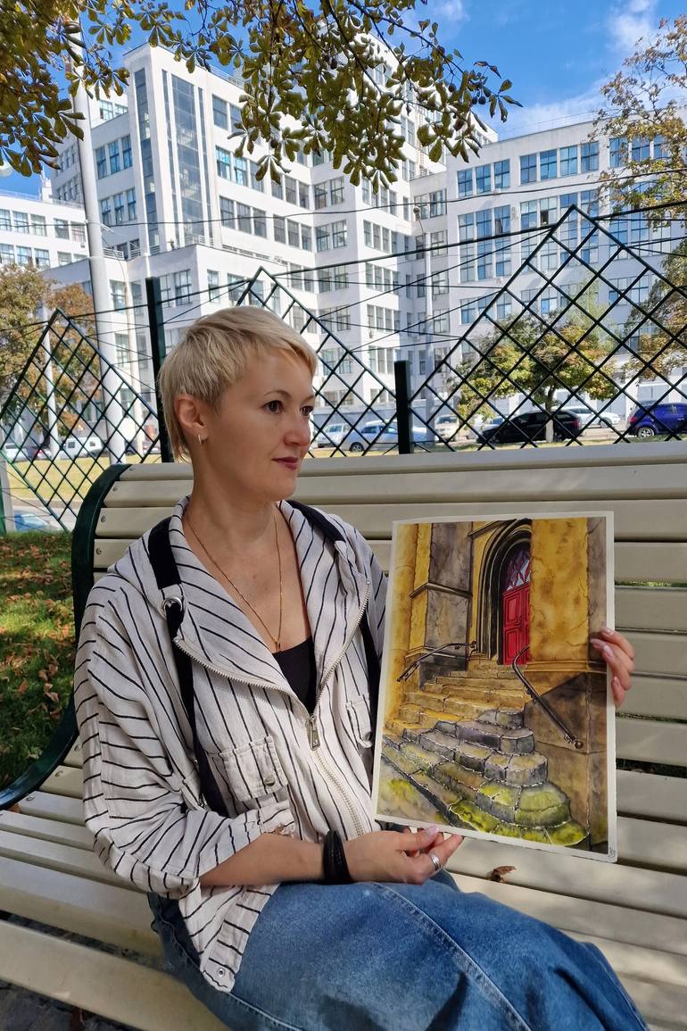 Original Expressionism Architecture Painting by Alena Yemelianova