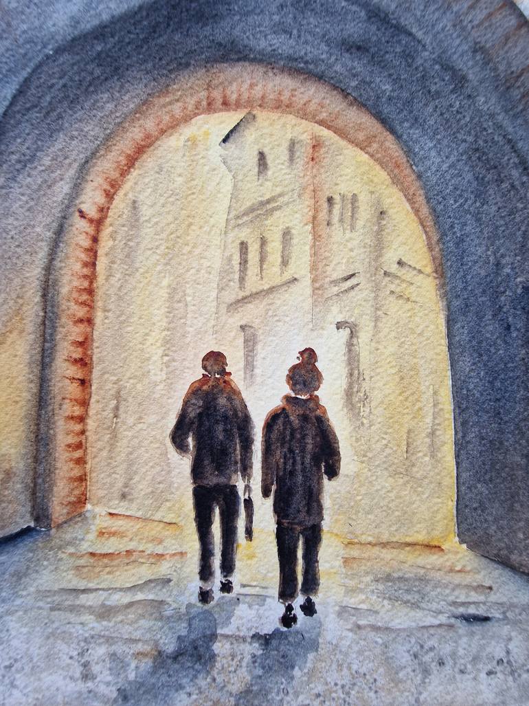 Original Expressionism Cities Painting by Alena Yemelianova