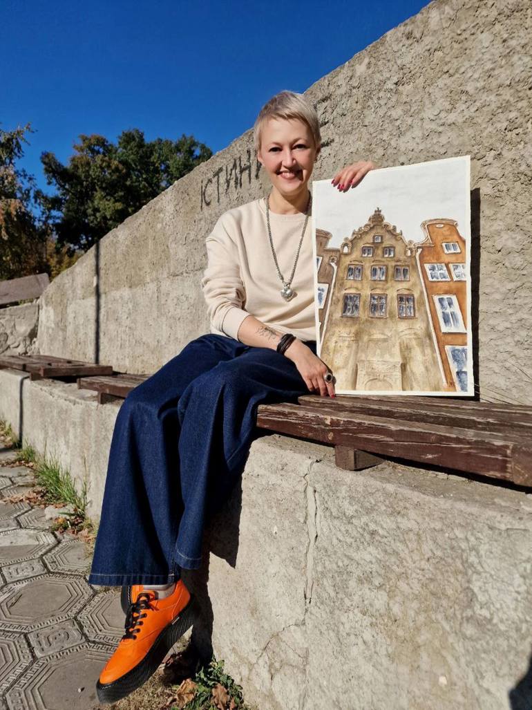 Original Expressionism Cities Painting by Alena Yemelianova