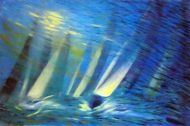 Original Impressionism Sailboat Paintings by Lorella Fabro