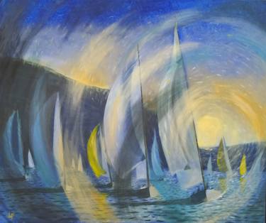 Original Abstract Sailboat Paintings by Lorella Fabro
