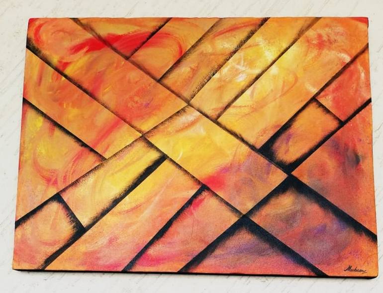 Multicolor Abstract Painting with Modeling Paste Painting by Mobeen Jaffri