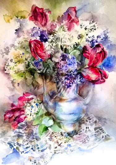Original Fine Art Floral Paintings by Aksana Hatalskaya