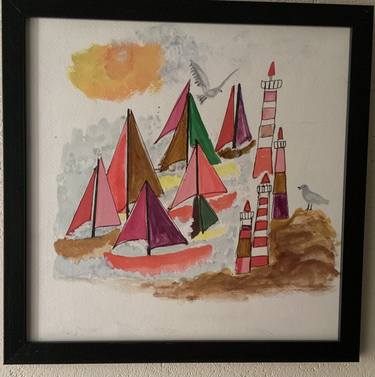 Original Sailboat Painting by Prita Warrier