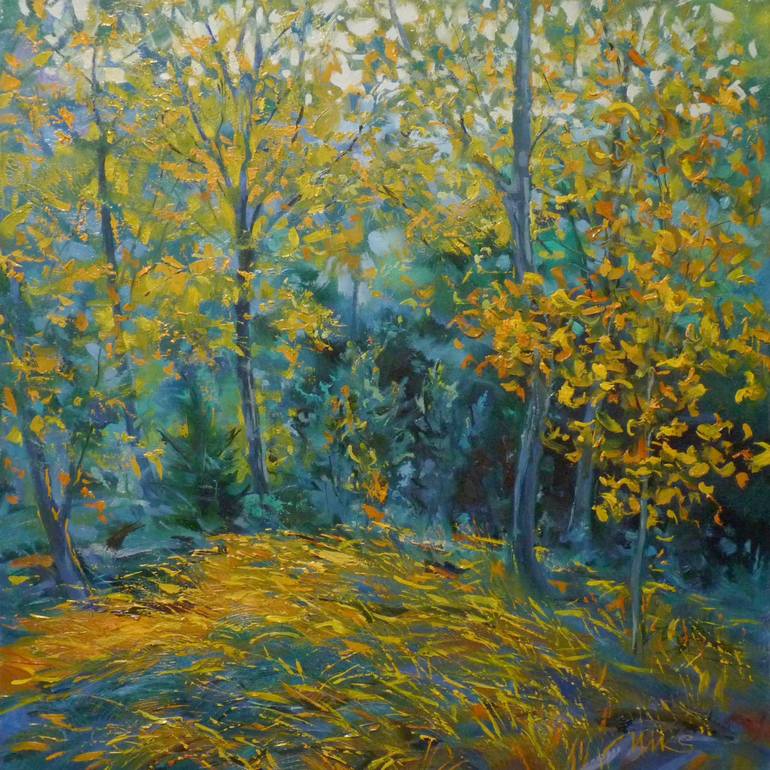 Autumn on the mound. Painting by Miks Valdbergs | Saatchi Art