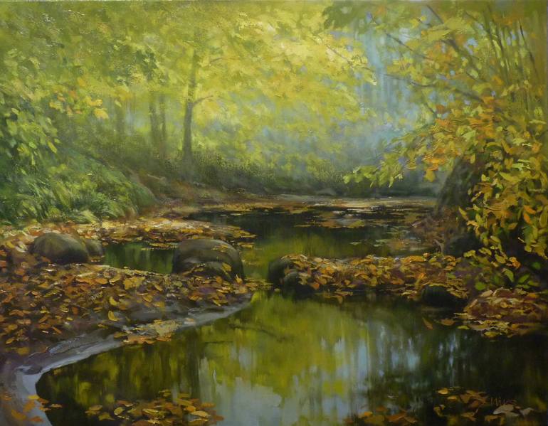 Autumn by the river Painting by Miks Valdbergs Saatchi Art