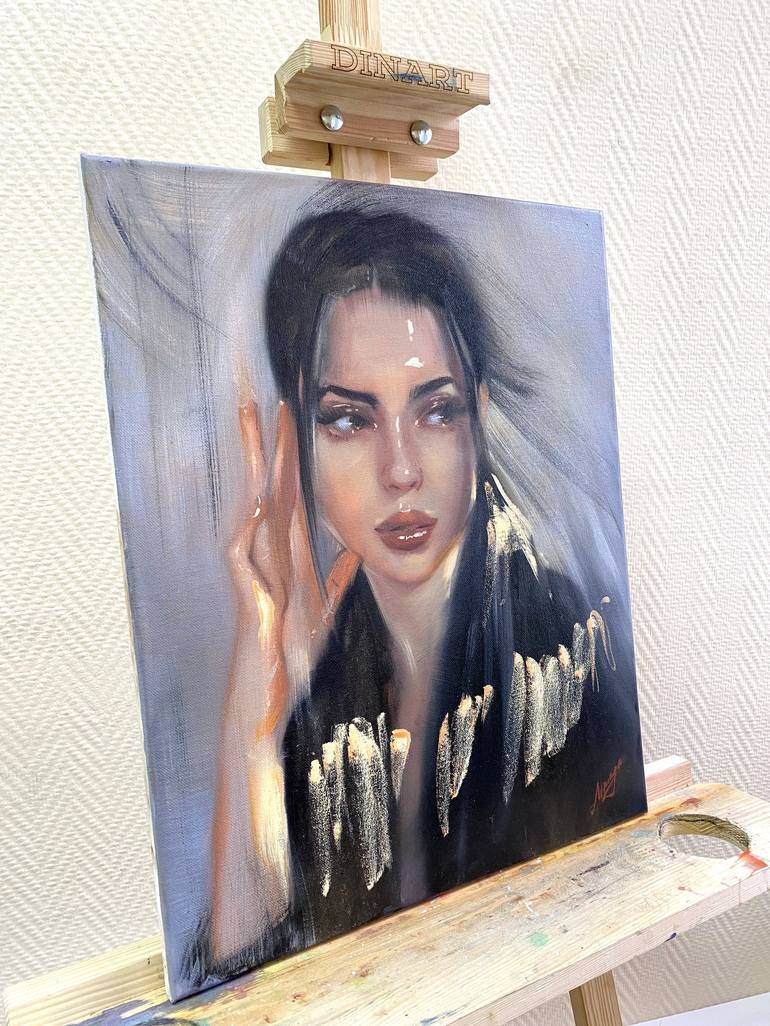 Original Fine Art Portrait Painting by Mlada Kravchenko