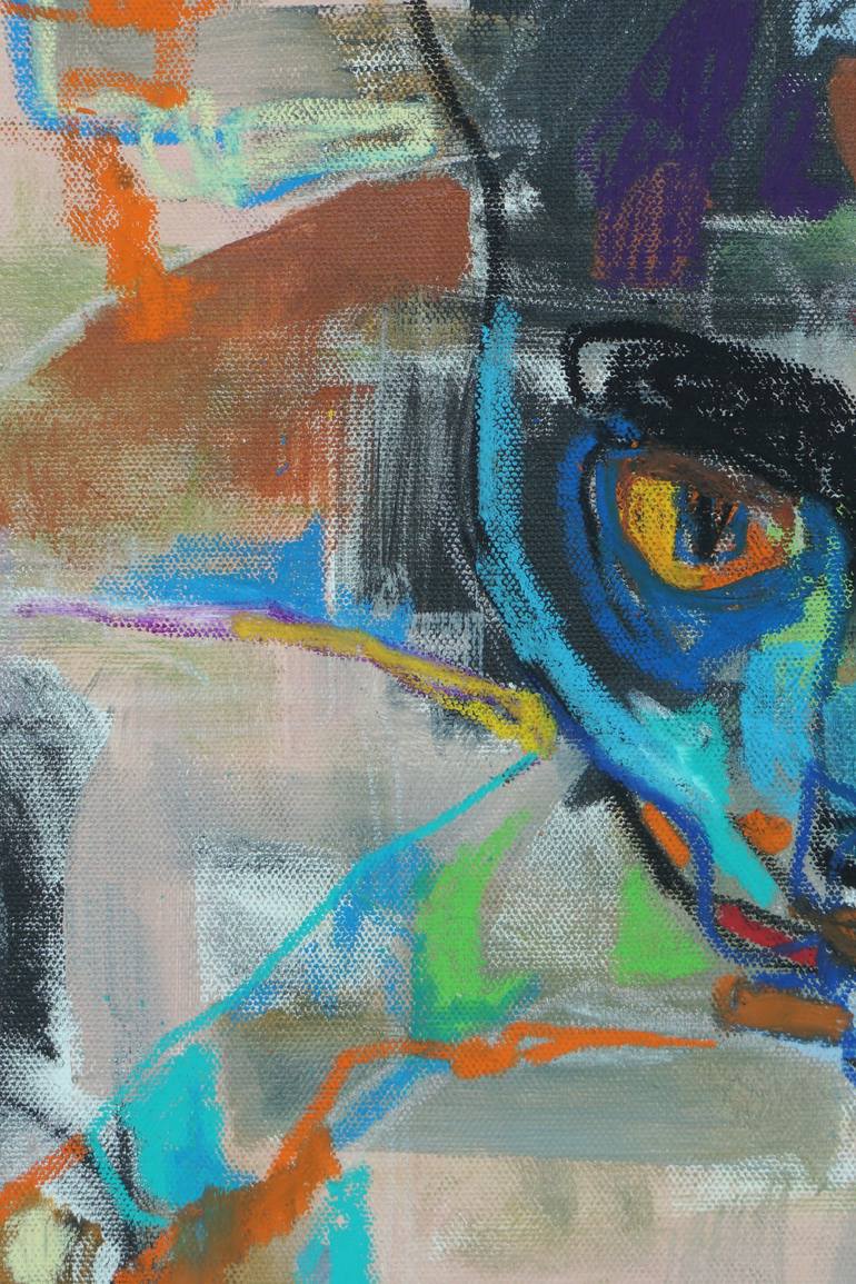 Original Abstract Expressionism Cats Painting by Rattapon Pirat