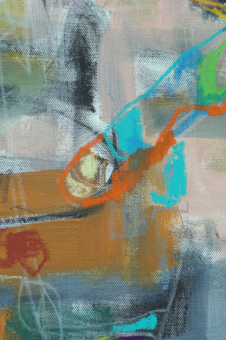 Original Abstract Expressionism Cats Painting by Rattapon Pirat