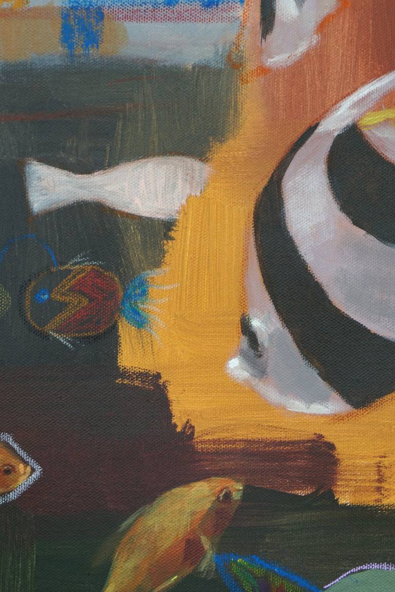 Original Expressionism Cats Painting by Rattapon Pirat