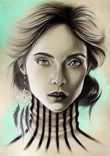 Original Portrait Drawing by Yana Yana